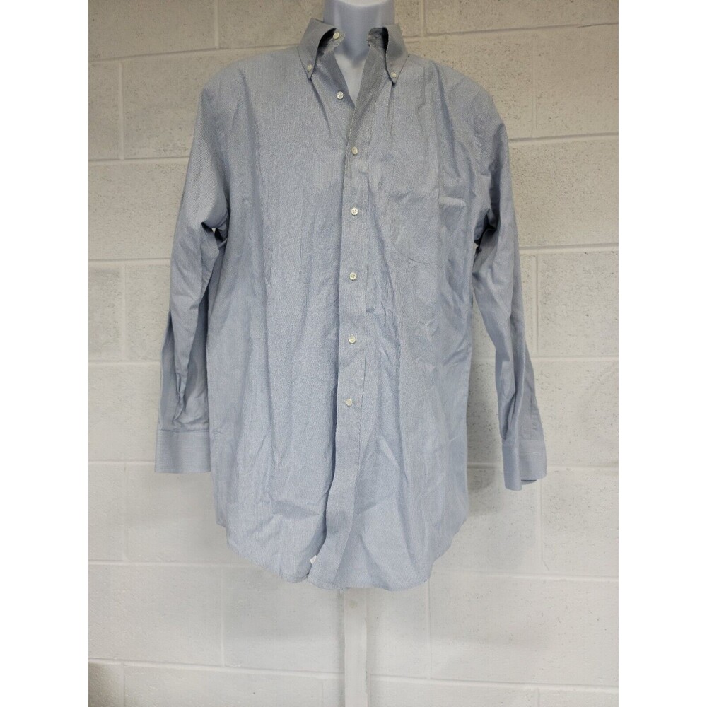 Preswick & Moore Regular Fit Shirt XL 16 32/33 Button Down Blue and White